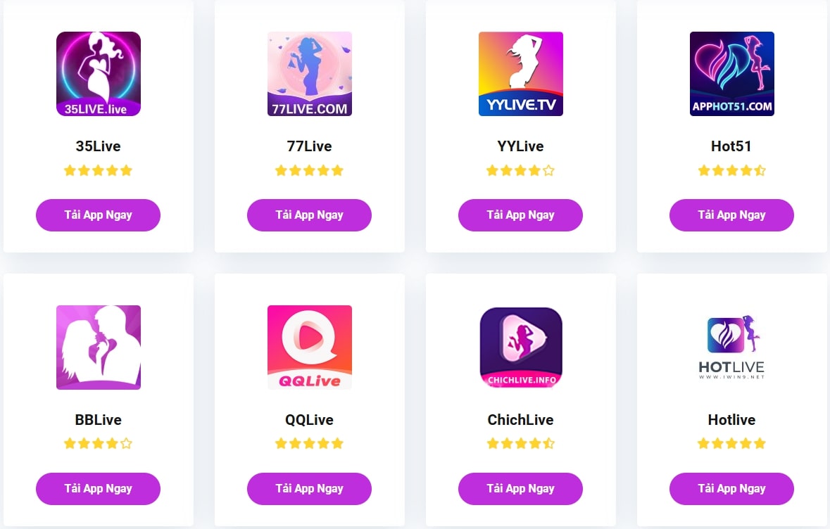 Một số app livestream 18+ được yêu thích nhất